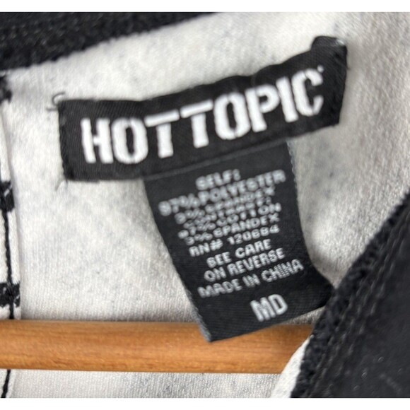 2015 Hot Topic Black & White Plaid Collar Dress Goth Punk Retro Wednesday Medium - Picture 4 of 8